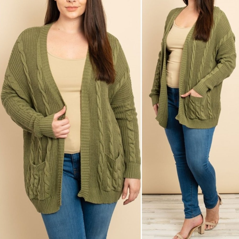 Olive knit sweater cardigan
